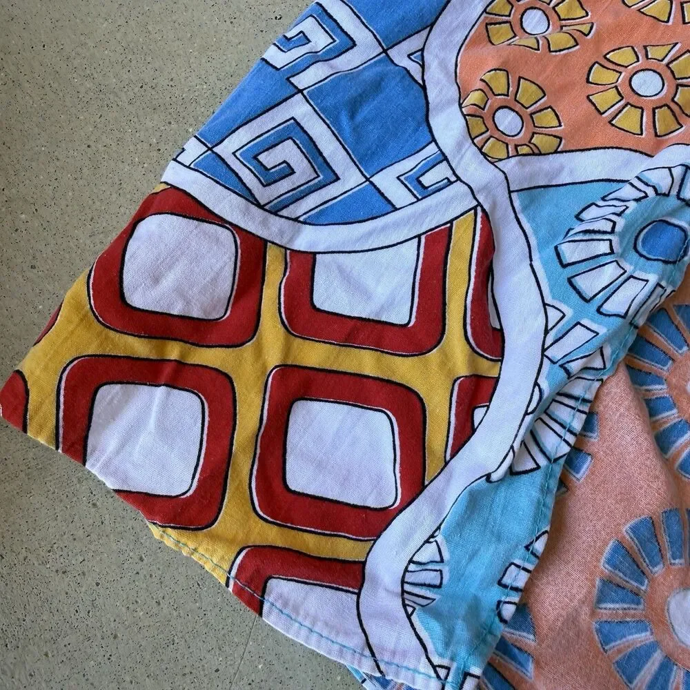 Vintage Retro Half Apron Patchwork Print Kitchen Tie Back 60s Style Grandmacore